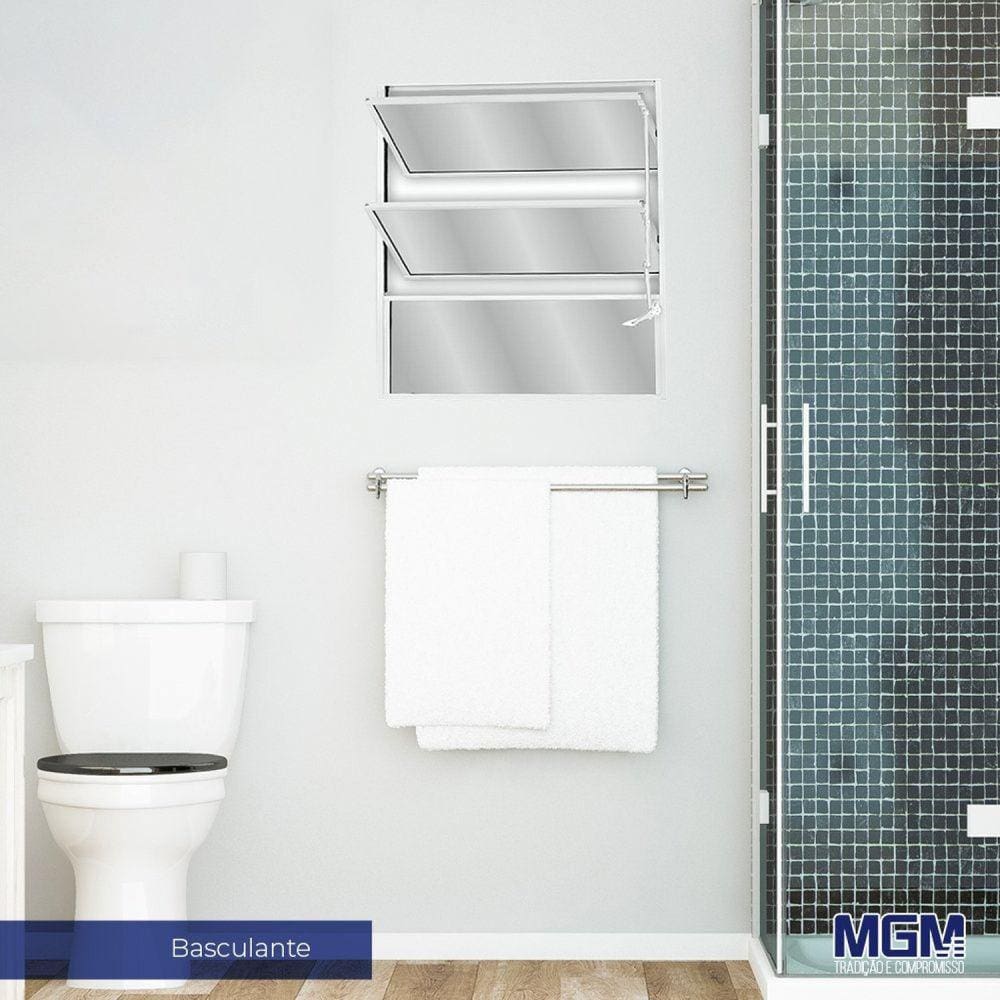 Janela Basculante com 2 básculas e 1 fixo 60x60 MGM Branco