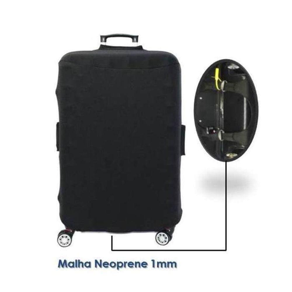 Capa para Mala de Viagem Malha Neoprene Preta Tam. GG