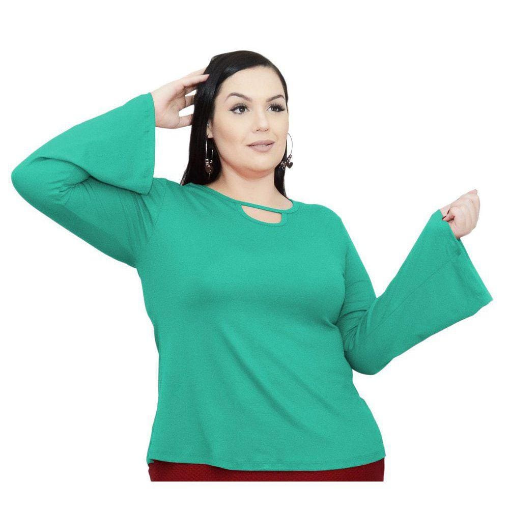 Blusa Manga Longa Flare Com Costas Aberta