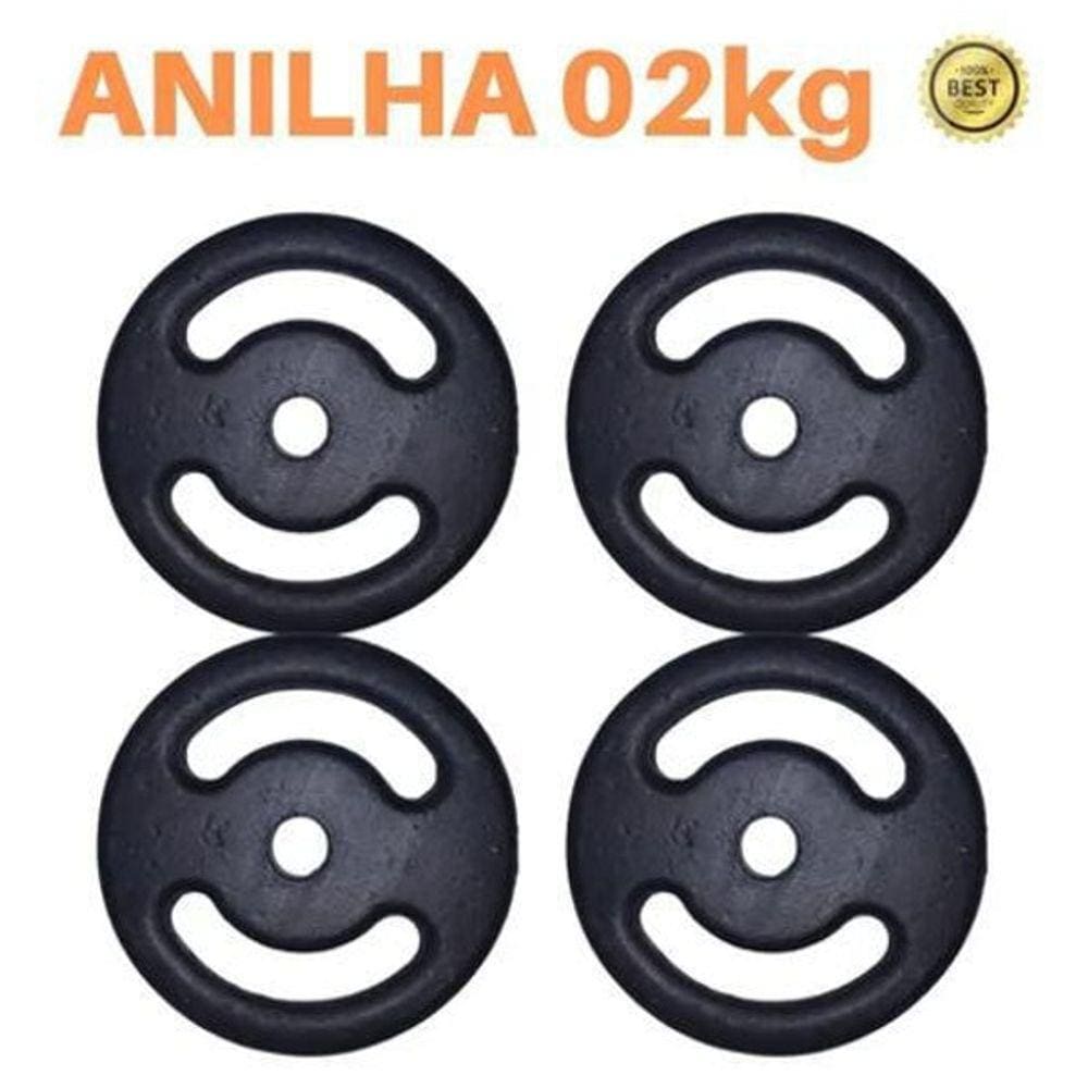 Kit 4 X Anilhas Super Premium De 2Kg Ferro Pintada