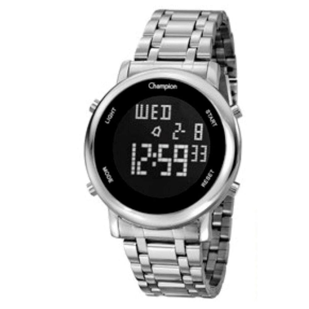 Relogio Feminino Digital Negativo Prata Champion