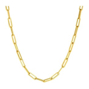 Cordão Corrente Masculina 70Cm Elo Quadrado Aço Banhado Ouro