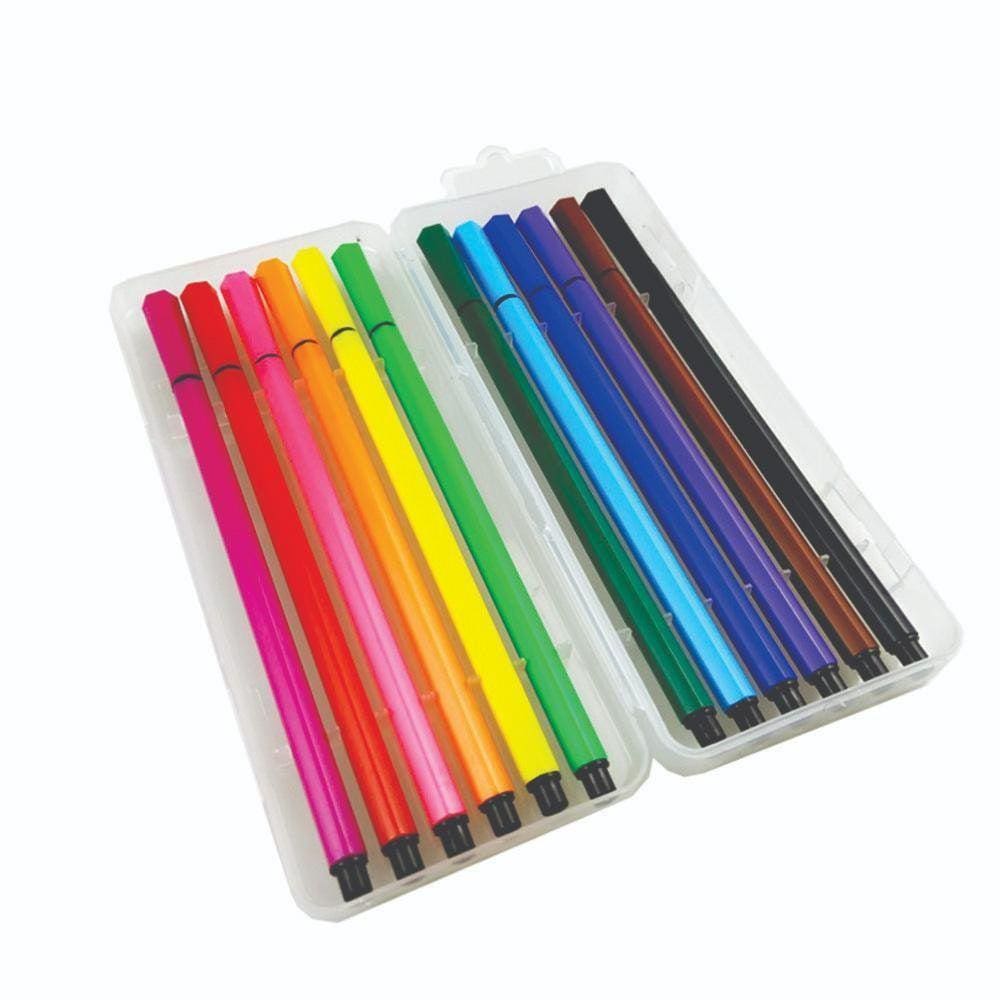 Caneta Hidrocor 0.4M Ponta Fina Com 12 Cores Coloridas Vmp