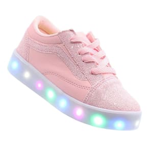Tenis Calçado Led Luzinha Rosa Glitter Infantil Meninas