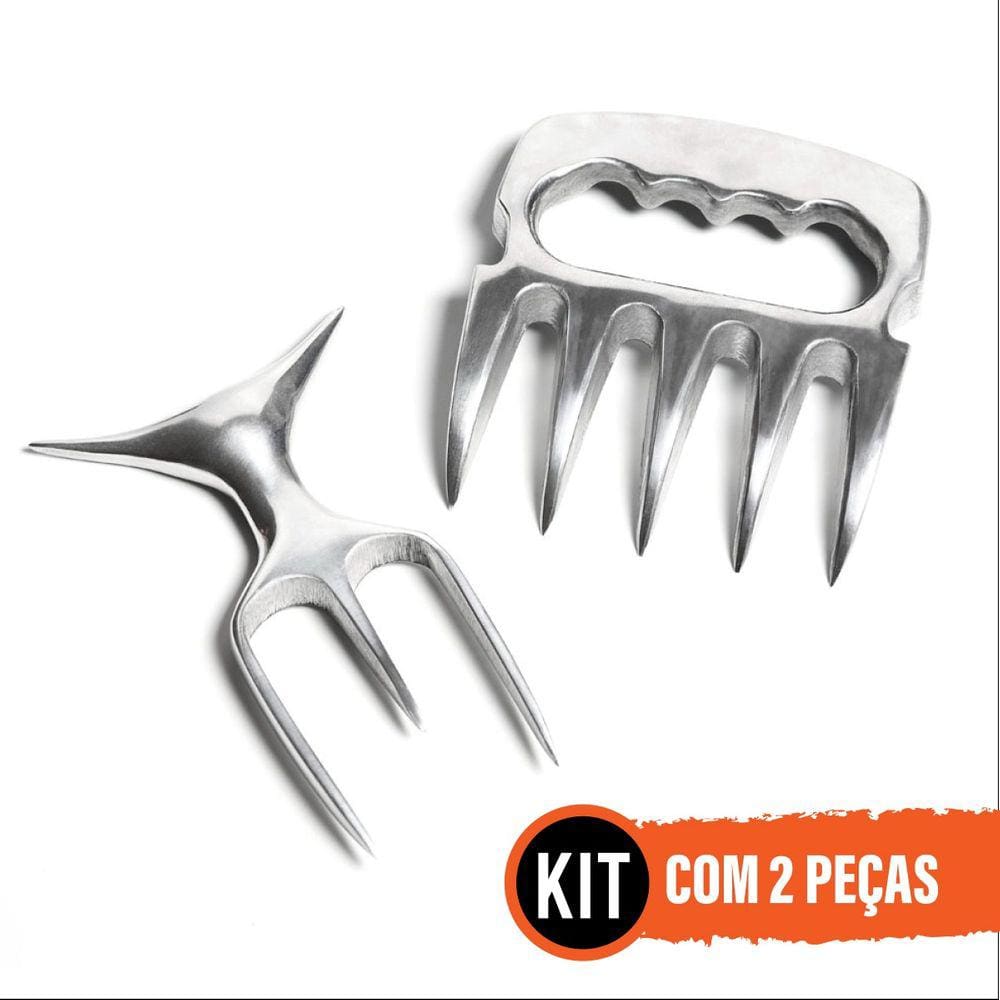 Garra De Urso  + Garfo Tridente Metal Alumínio Churrasco Top