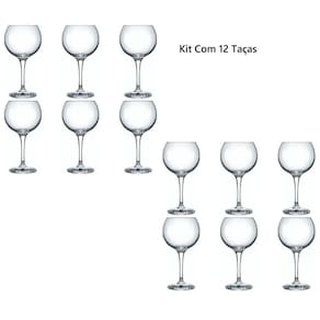 Jogo De Taça Gin Água Vinho Vidro Kit Com 12 Peças 20cm 615 ML Royal Drinks