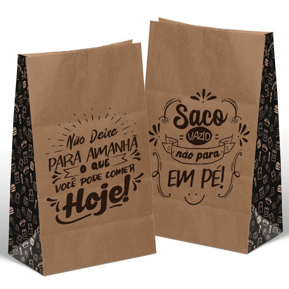Saco Kraft Médio Para Delivery, Viajem Reforçado 100 und