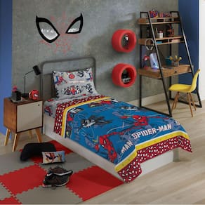 Jogo de Cama Personagens Homem Aranha Solteiro Lepper 3 Peças Microfibra Azul