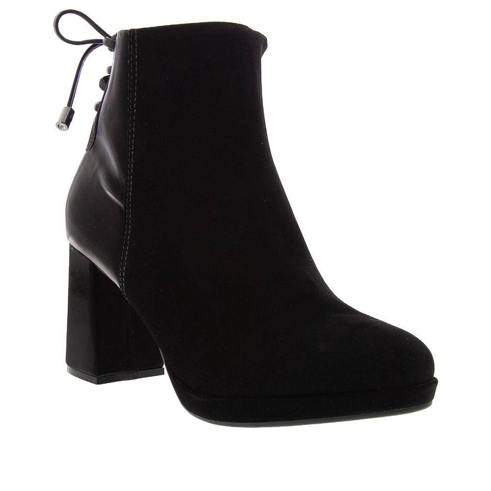 Bota ankle boot meia pata estampa poa preta branca salto alt calcados etc |  Ponto