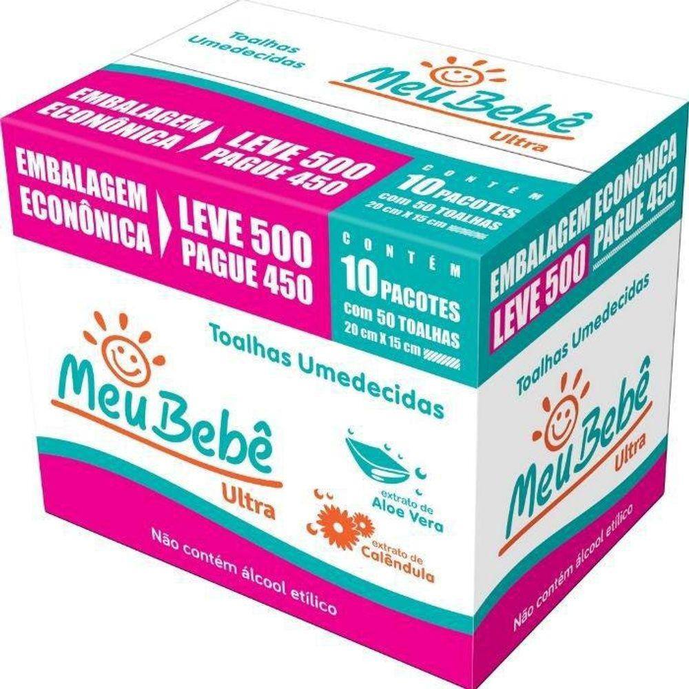 Caixa Toalha Umedecida Meu Bebê Ultra 10 Pacotes 500 Toalhas