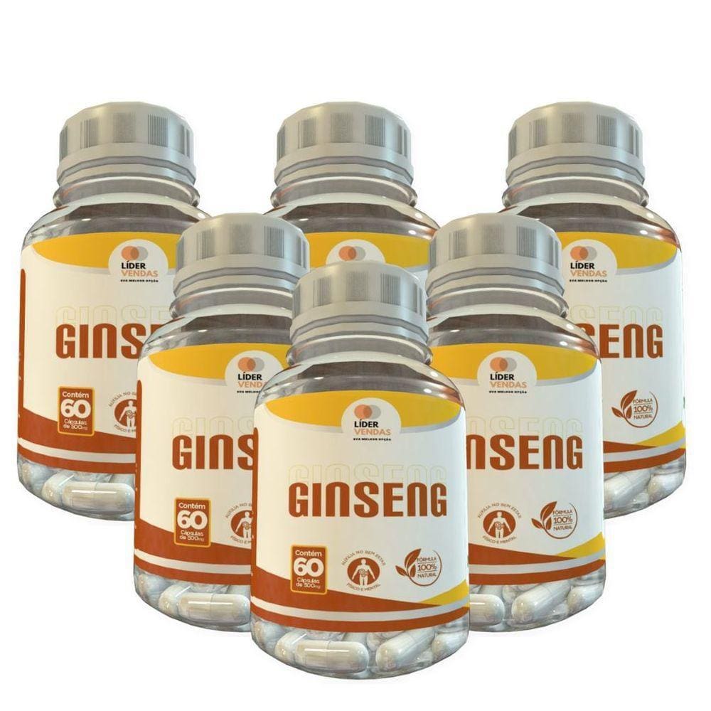 Ginseng - 60 Caps 500Mg Kit Com - 6 Potes