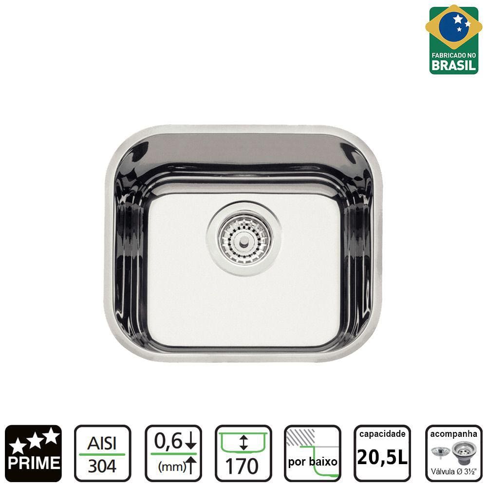 Cuba Tramontina Lavinia 40X34cm Inox Alto Brilho Valv 3.1/2