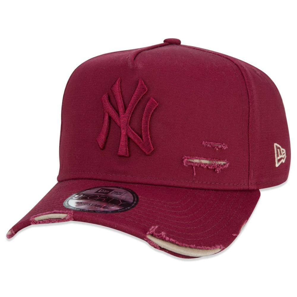 Boné New Era 9Forty A-Frame NY Yankees Destroyed Bordô