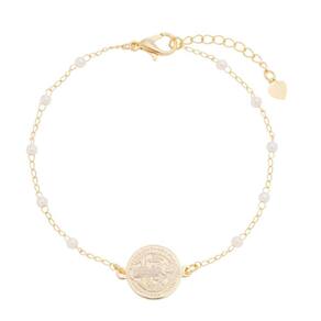Pulseira de São Bento Pérola Folheada
