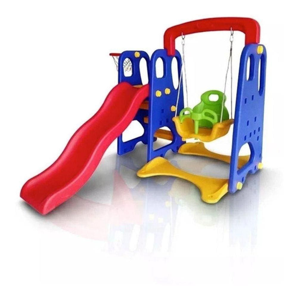 Playground Infantil 3x1 Escorregador Balanço Cesta Importado