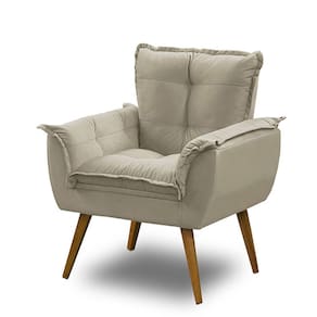 Poltrona Decorativa Opala Suede Bege Madelina Decor