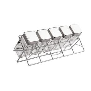 Porta Temperos Com Suporte Em Inox 5 Peças - Euro