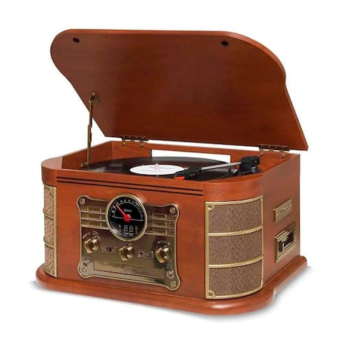 imagem-Vitrola Toca Discos De Vinil Bluetooth Portátil Raveo Spazio- 25W RMS