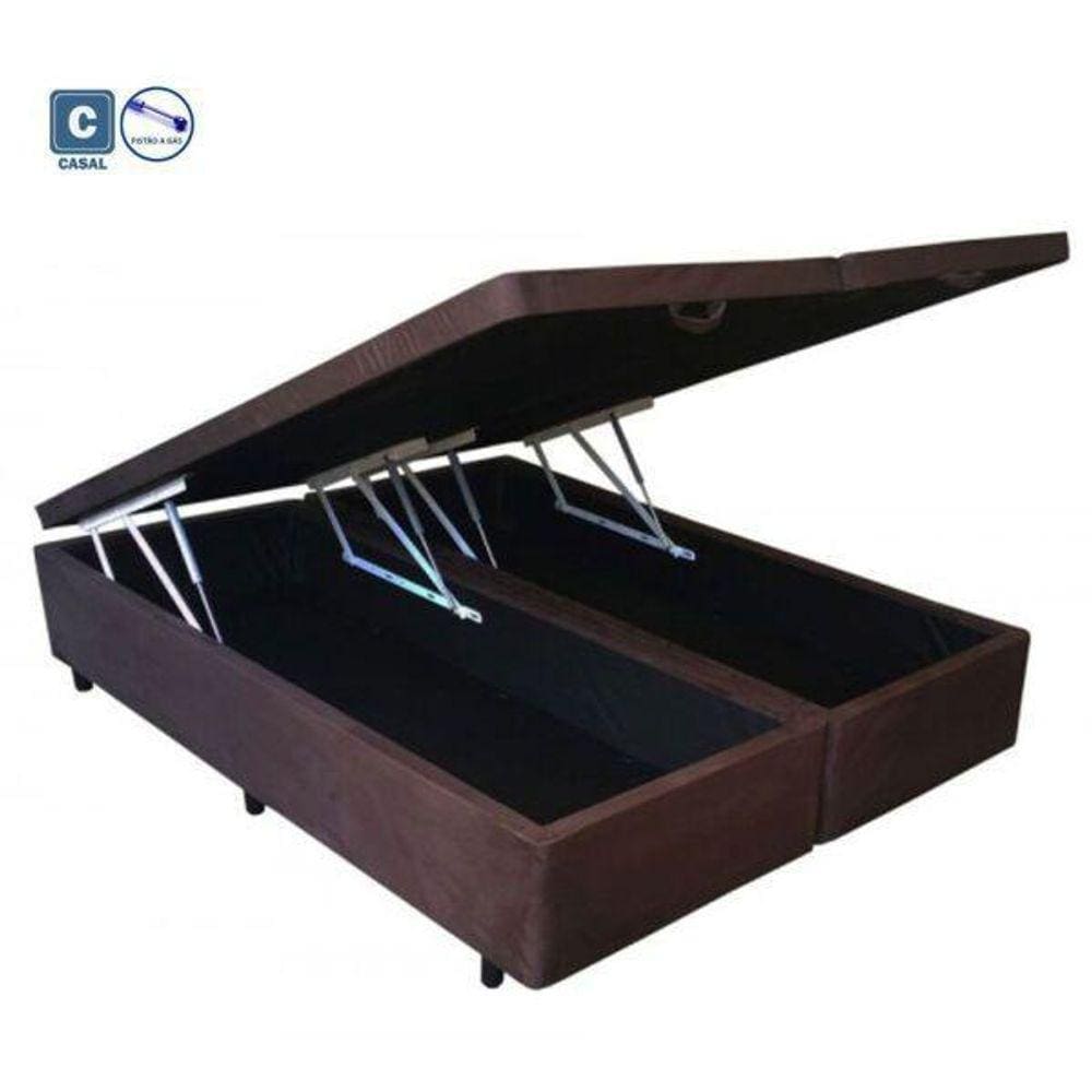 Cama Box casal com baú branca + Colchão Molas ensacada