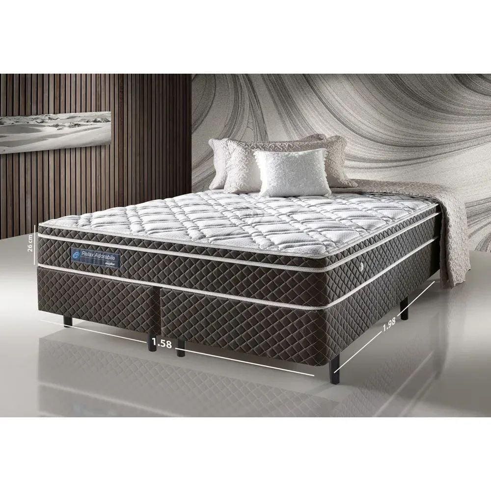 Base + colchão ecoflex Queen Size Com Molas Ensacadas Relax Adorabil