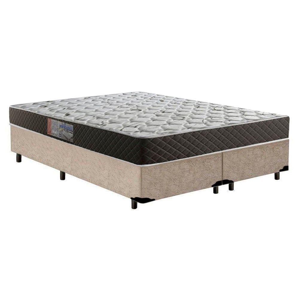Cama Box Queen Colchão Mola Ensacada Belos Sonhos + Box Suede 66x158x198 Bege