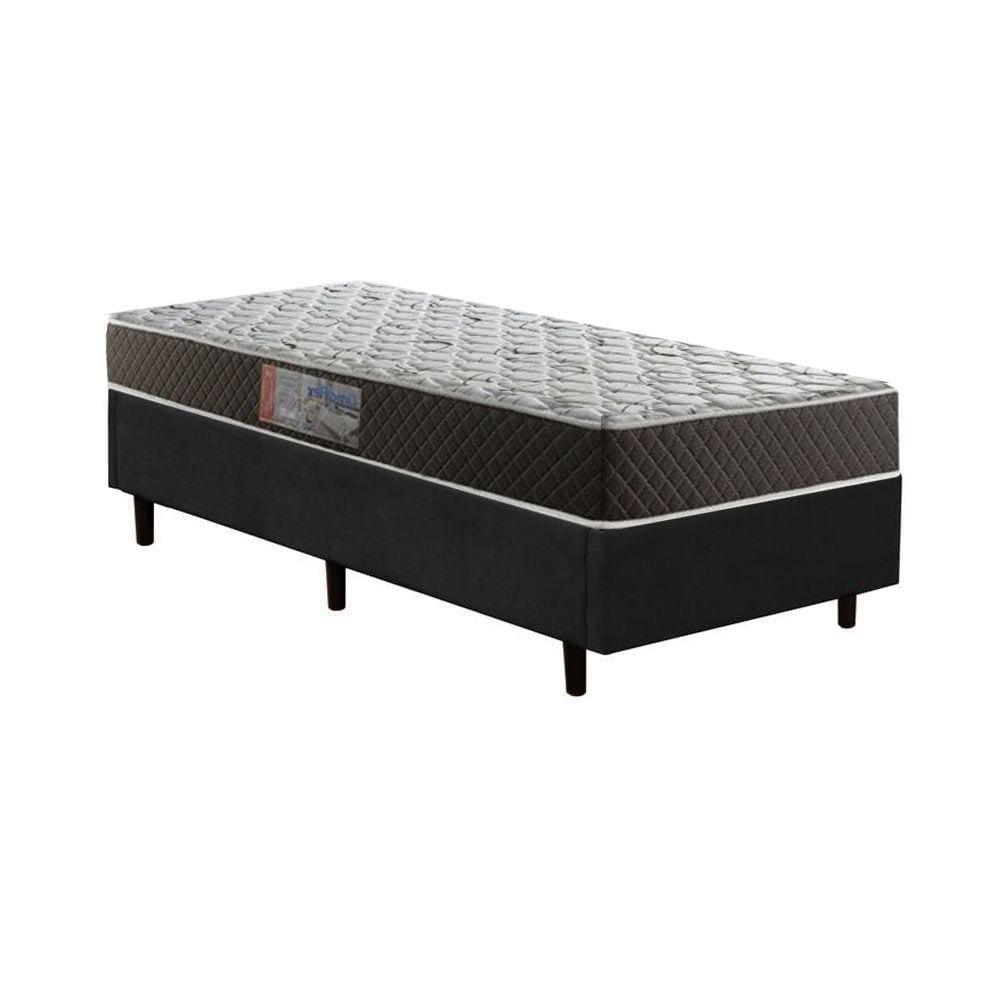 Cama Box Solteiro Colchão Mola Bonnel Belos Sonhos + Box Suede 60x88x188