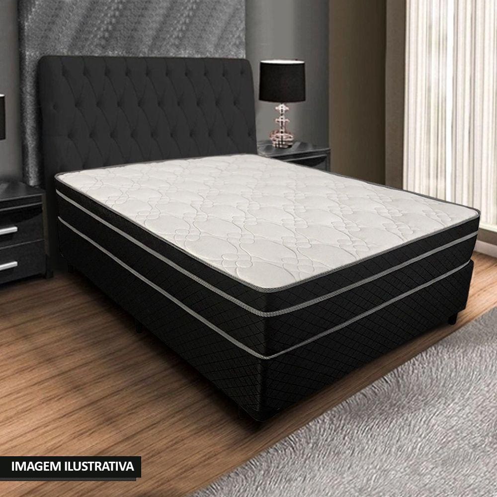 Cama Box Queen Colchão Mola Ensacada Belos Sonhos + Box Sintético 66x158x198