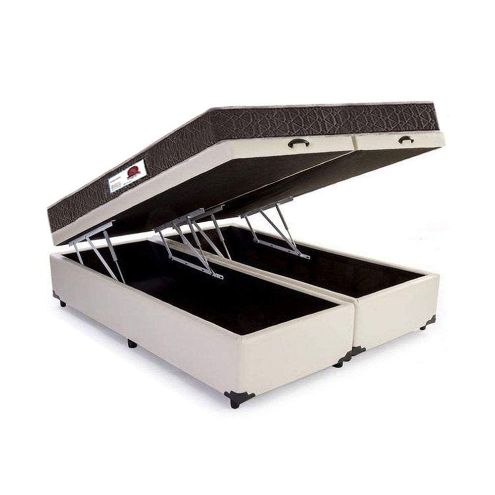 Cama Box Baú Queen Colchão Mola Ensacada Belos Sonhos + Box Suede 67x158x198