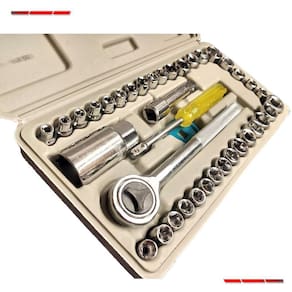 Jogo Chave Soquete Com Catraca Reversível Kit 40 Pçs Maleta