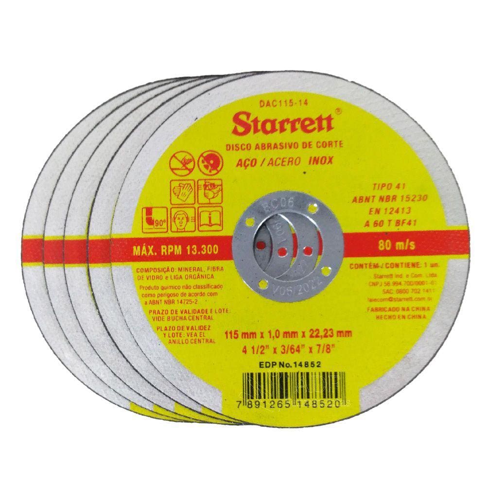 Disco de Corte Fino 4.1/2 X 1.0mm DAC115-14 -Starret 36 Unidades