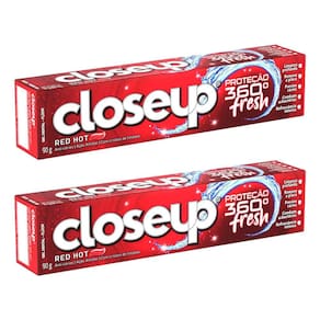 Kit 2 Creme Dental Gel Closeup Proteç 360º Fresh Red Hot 90g