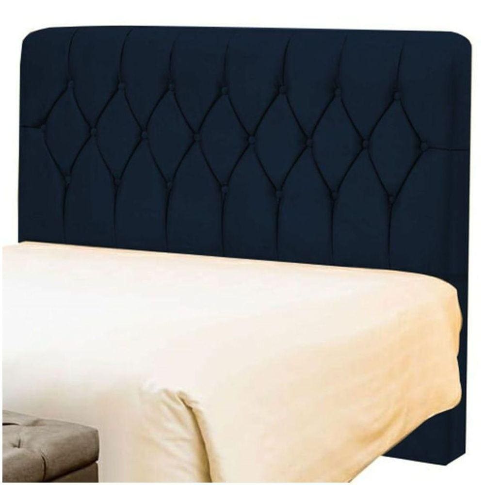 Cabeceira Solteiro Estofada Istambul Com Capitonê Azul Marinho