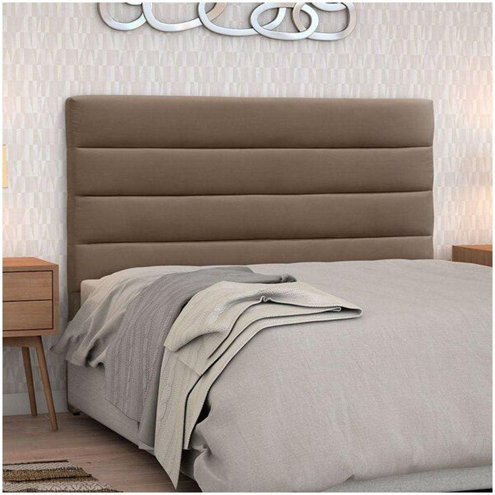 Cabeceira Casal Estofada Berlim Marrom