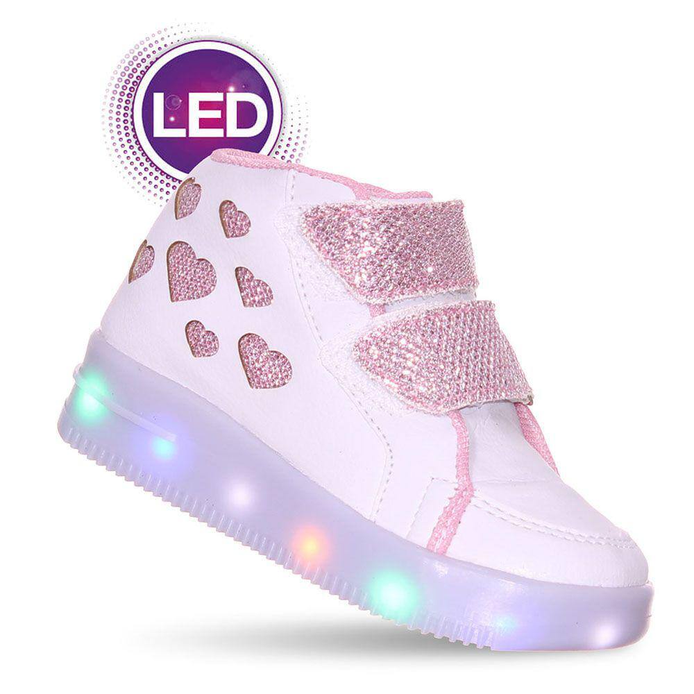 Tenis bota botinha rosa com led luz infantil feminino meninas bto | Ponto