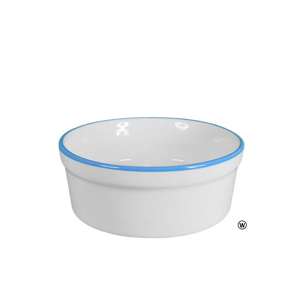 Comedouro Bebedouro de Porcelana Pequeno 300ml Borda Azul