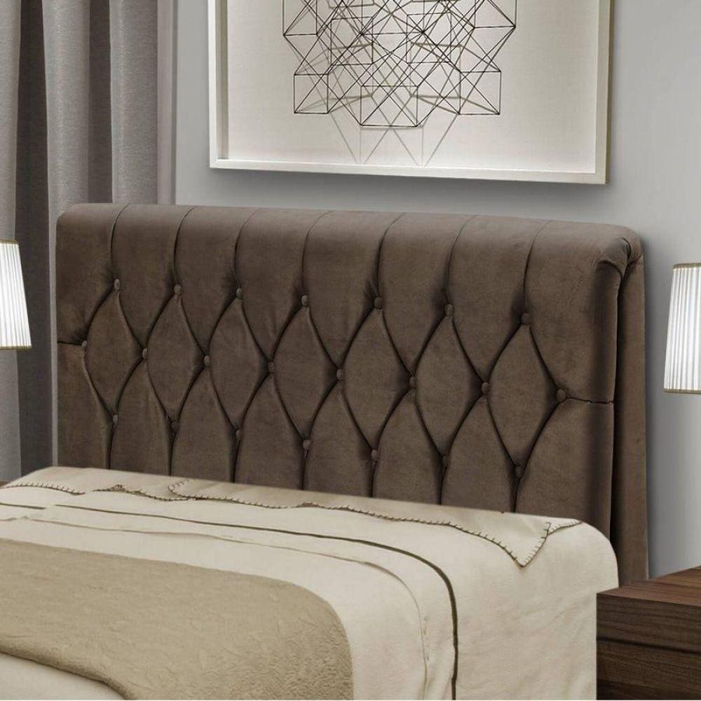 Cabeceira Solteiro Estofada Istambul Mônaco Com Capitonê Marrom