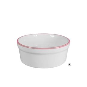 Comedouro Bebedouro de Porcelana Pequeno 300ml Borda Rosa