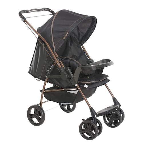 imagem-Carrinho de Bebê Passeio Até 15Kg 3 em 1 Milano II Reversível Galzerano Preto e Cobre