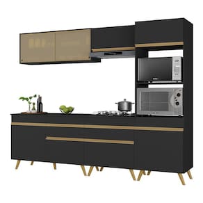 Cozinha Completa Multimóveis Veneza GB FG3715 com Armário e Balcão Preta