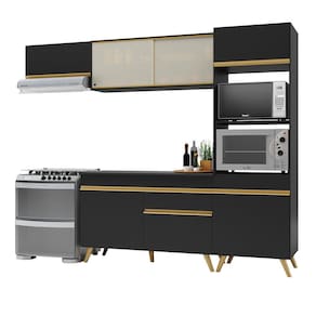 Cozinha Compacta Multimóveis Veneza GB FG3691 com Armário e Balcão Preta