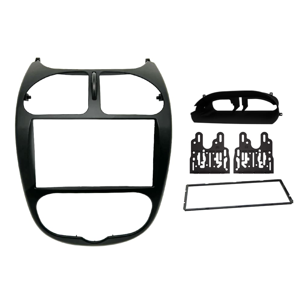 Moldura Painel 2Din Multimidia MP5 Peugeot 206 2004 a 2008 Preta