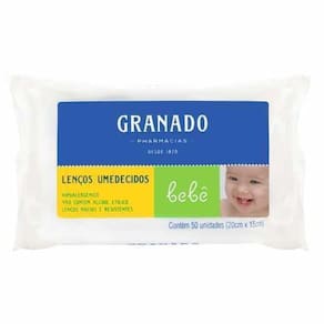 Lenço Umedecido Granado - 50 Unidades - 20Cm X 15Cm