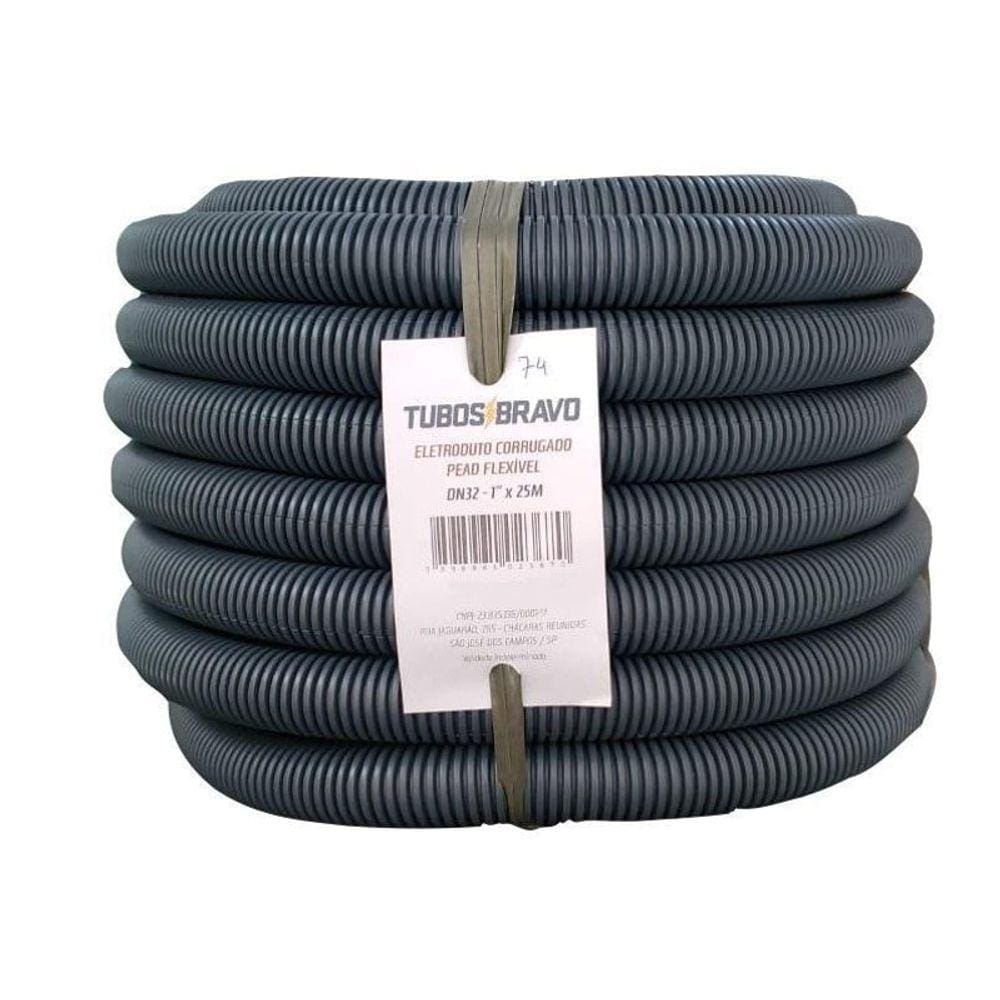 Conduíte Eletr. Corrugado Flexível Pead Cinza Dn 16 1/2X50M