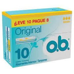 Absorvente Interno O.B. - Médio - 10 Unidades