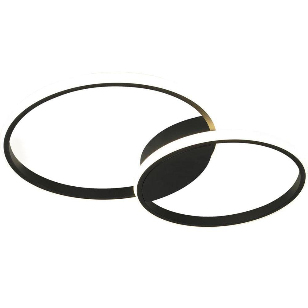 Lustre Plafon Arco Ring Anel duplo Preto Led 3000K