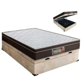 Cama Box casal com baú + Colchão Molas Bonnel 1,38 x 1,88 x 24 cm