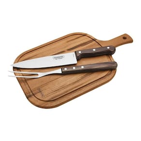 Kit Churrasco com Tábua 3 Peças Tramontina 21198914 Marrom