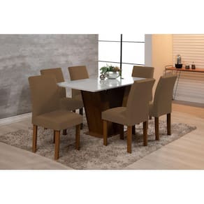 Kit 6 Capas De Cadeira Mesa Sala Jantar Elástico Avelã