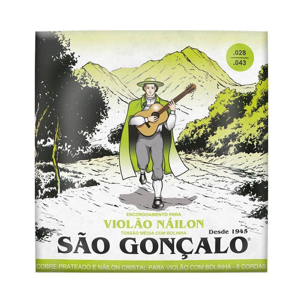 Jogo De Corda São Gonçalo Violão Náilon Bolinha Tensão Média