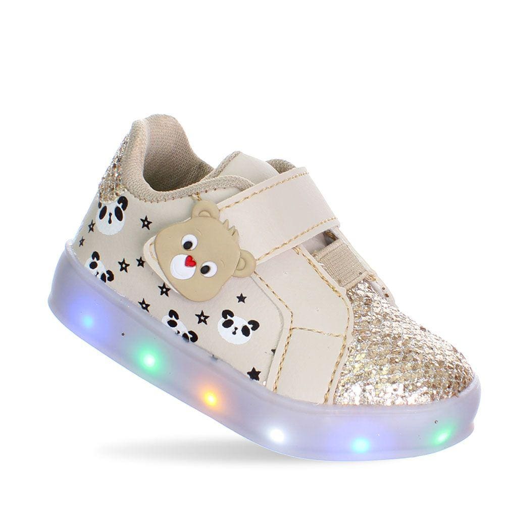 Tenis Ursinho Panda Com Luzinha Led Luz Pisca Infantil Feminino Menina